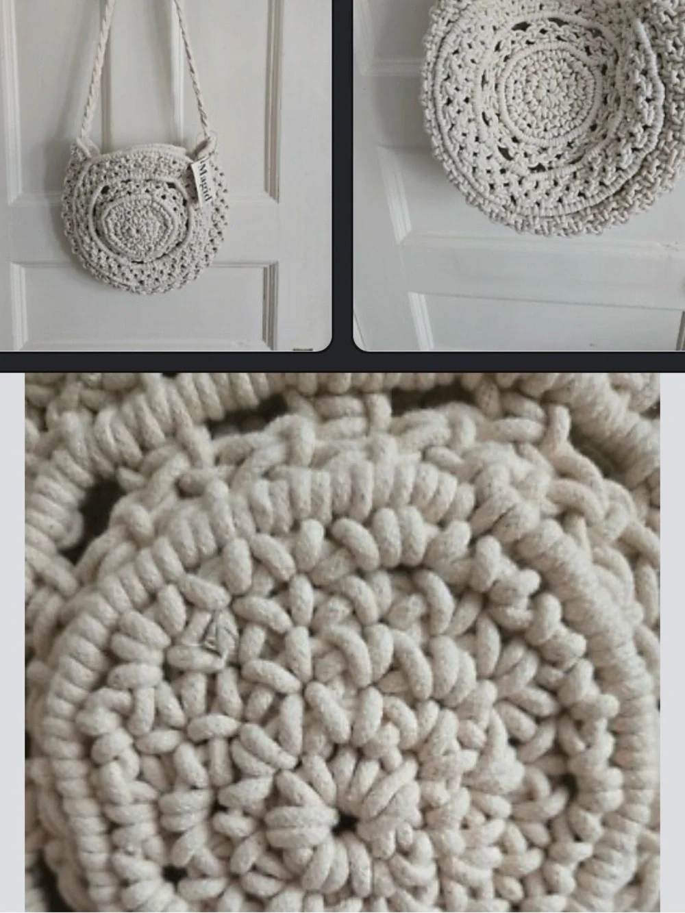Magid Off-White Crochet Round Crossbody Bag